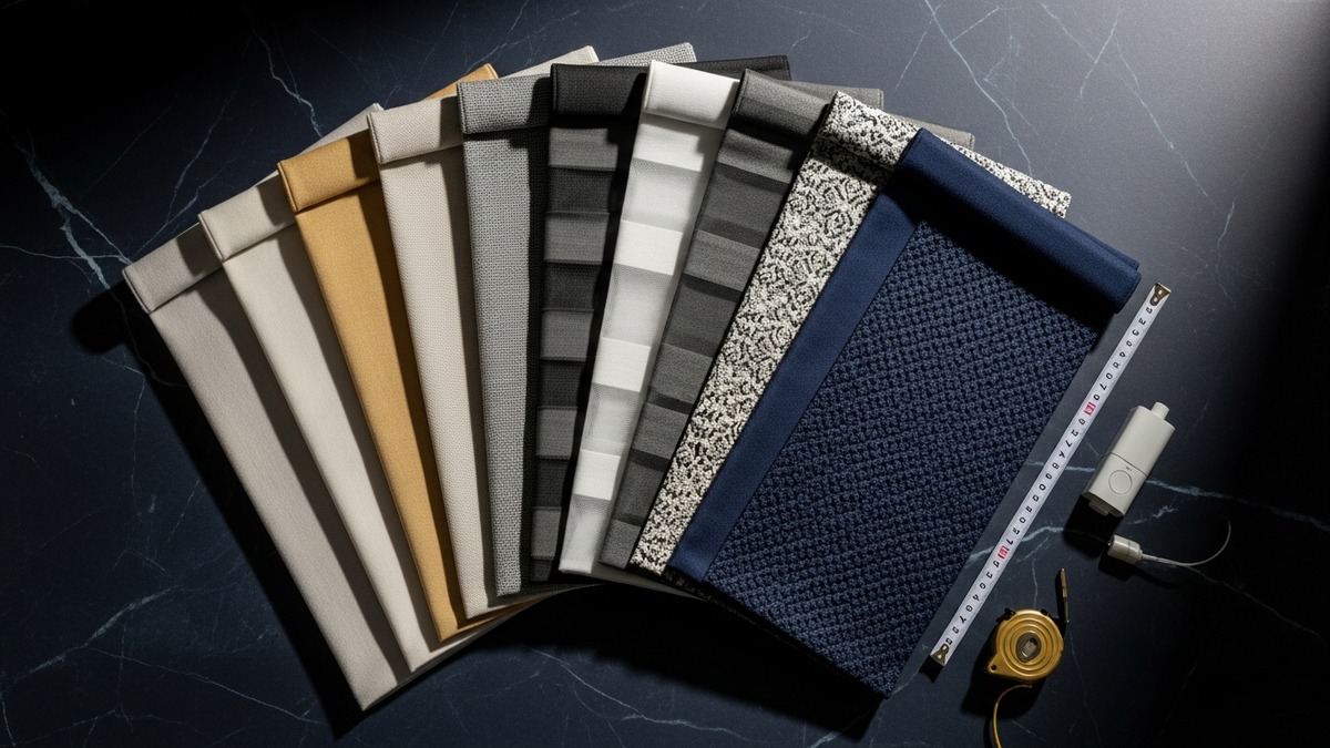 Luxury motorized shade fabric swatches and samples